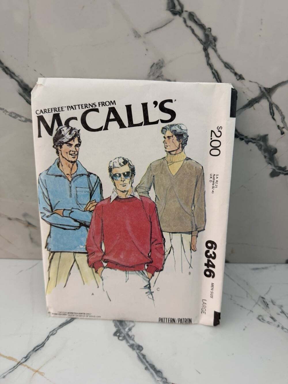 McCall’s 6346 Men’s Tops Pattern 1978 Size L Uncut Vintage